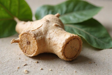 Ashwagandha root and leaves, showcasing its natural form.